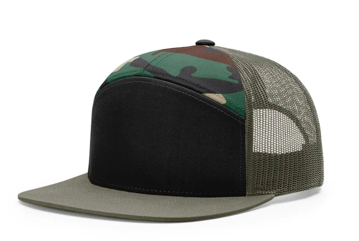 Custom Leather Patch Richardson 168 7 Panel Style Hat + Your Logo