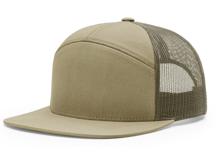 Custom Leather Patch Richardson 168 7 Panel Style Hat + Your Logo