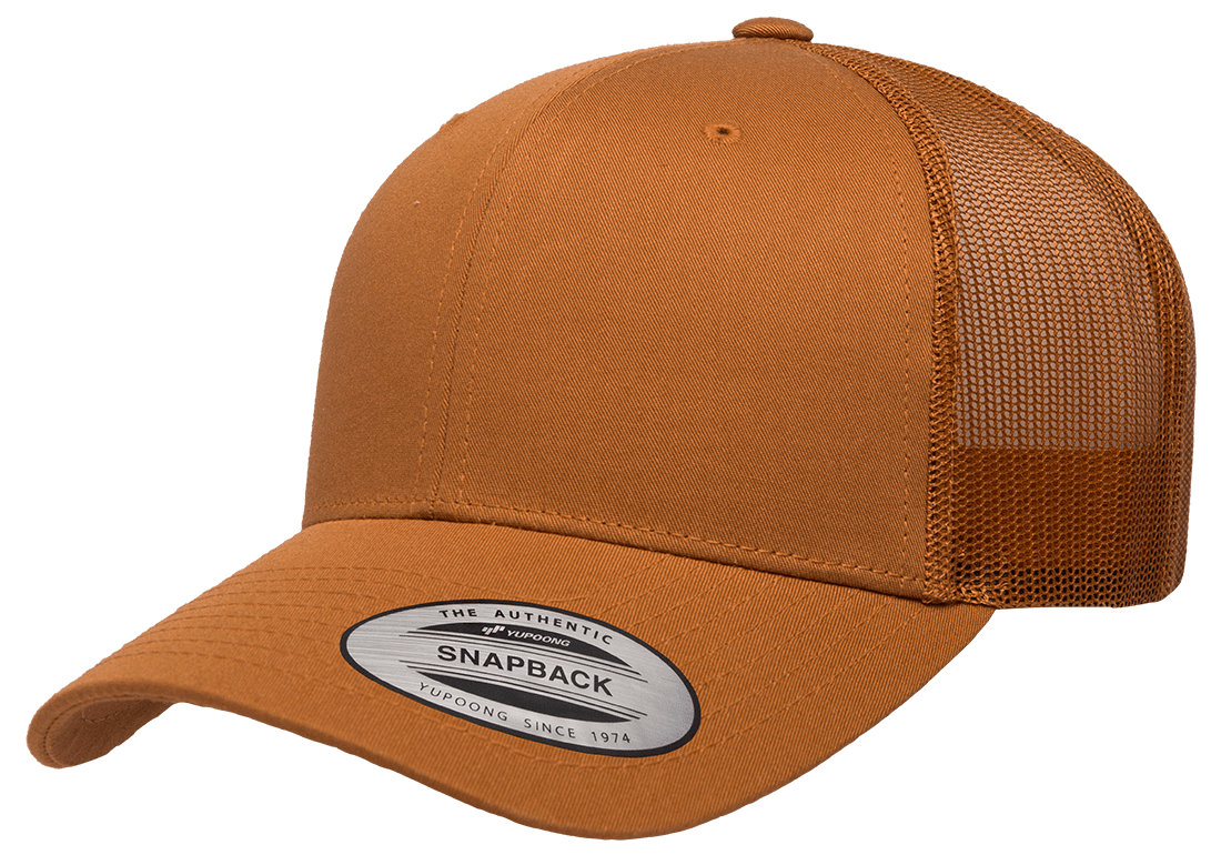 YUPOONG CLASSICS 6606 TRUCKER SNAPBACK HAT (CUSTOM LEATHER WITH YOUR LOGO)