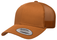 YUPOONG CLASSICS 6606 TRUCKER SNAPBACK HAT (CUSTOM LEATHER WITH YOUR LOGO)