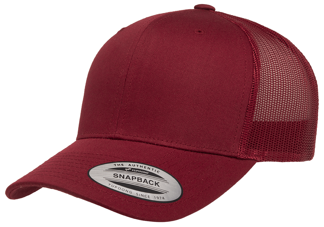 YUPOONG CLASSICS 6606 TRUCKER SNAPBACK HAT (CUSTOM LEATHER WITH YOUR LOGO)