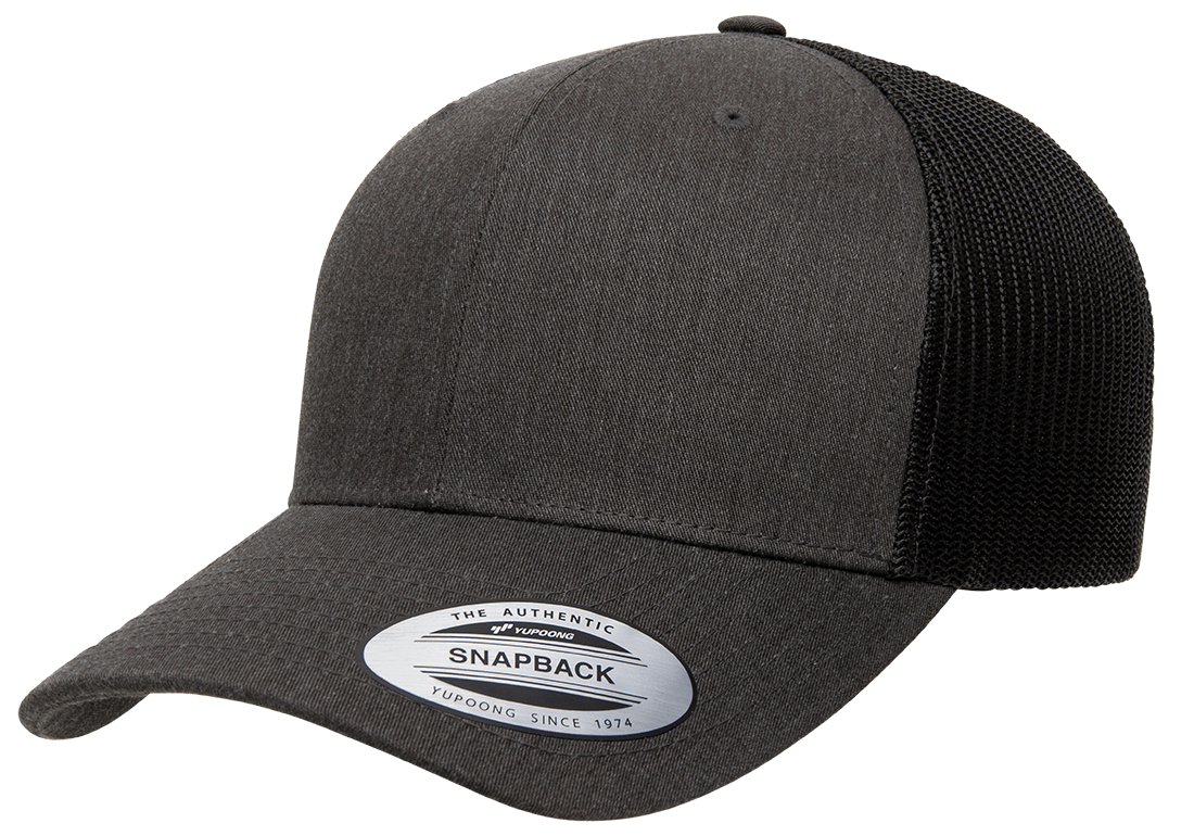 YUPOONG CLASSICS 6606 TRUCKER SNAPBACK HAT (CUSTOM LEATHER WITH YOUR LOGO)