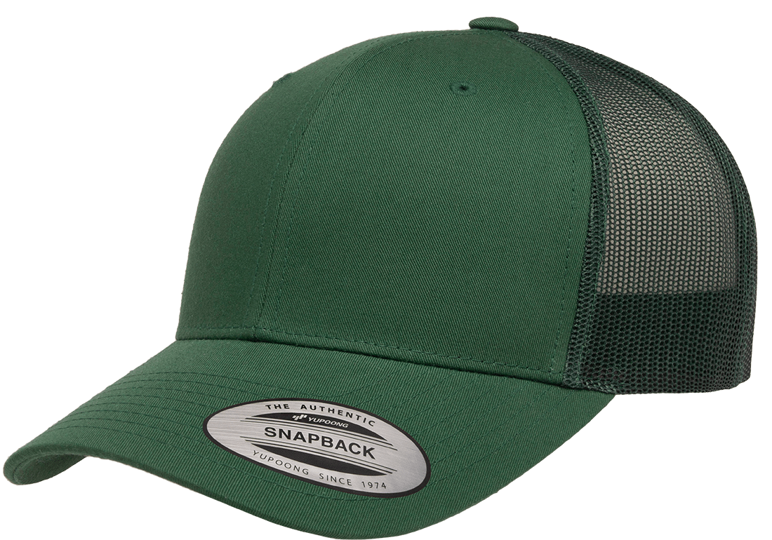 YUPOONG CLASSICS 6606 TRUCKER SNAPBACK HAT (CUSTOM LEATHER WITH YOUR LOGO)