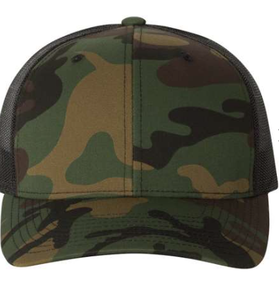Custom Leather Patch Yupoong Classic Camo 6606 Style Hat + Your Logo