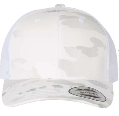 YUPPONG CLASSICS 6606 TRUCKER CAMO SNAPBACK HAT (CUSTOM LEATHER WITH YOUR LOGO)