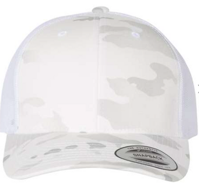 Custom Leather Patch Yupoong Classic Camo 6606 Style Hat + Your Logo