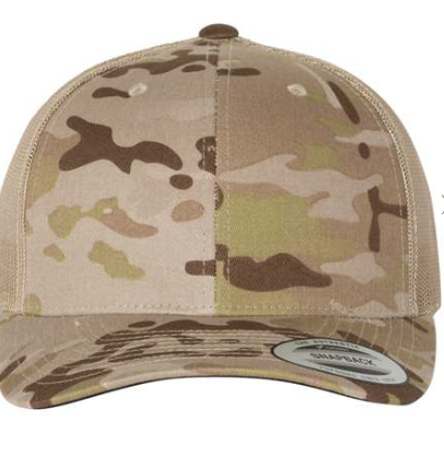 YUPPONG CLASSICS 6606 TRUCKER CAMO SNAPBACK HAT (CUSTOM LEATHER WITH YOUR LOGO)