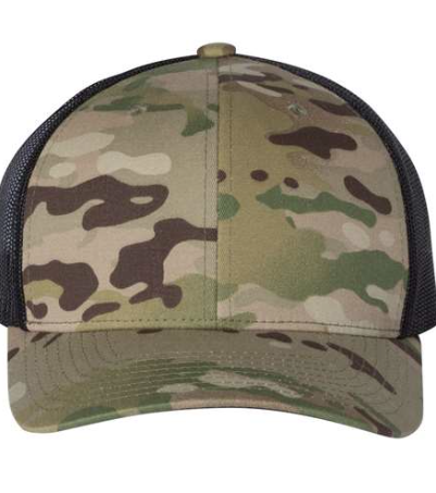 YUPPONG CLASSICS 6606 TRUCKER CAMO SNAPBACK HAT (CUSTOM LEATHER WITH YOUR LOGO)