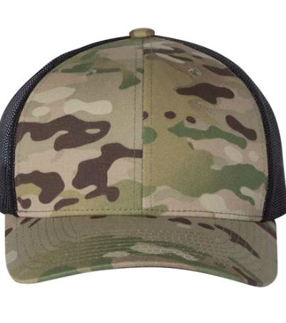 Custom Leather Patch Yupoong Classic Camo 6606 Style Hat + Your Logo