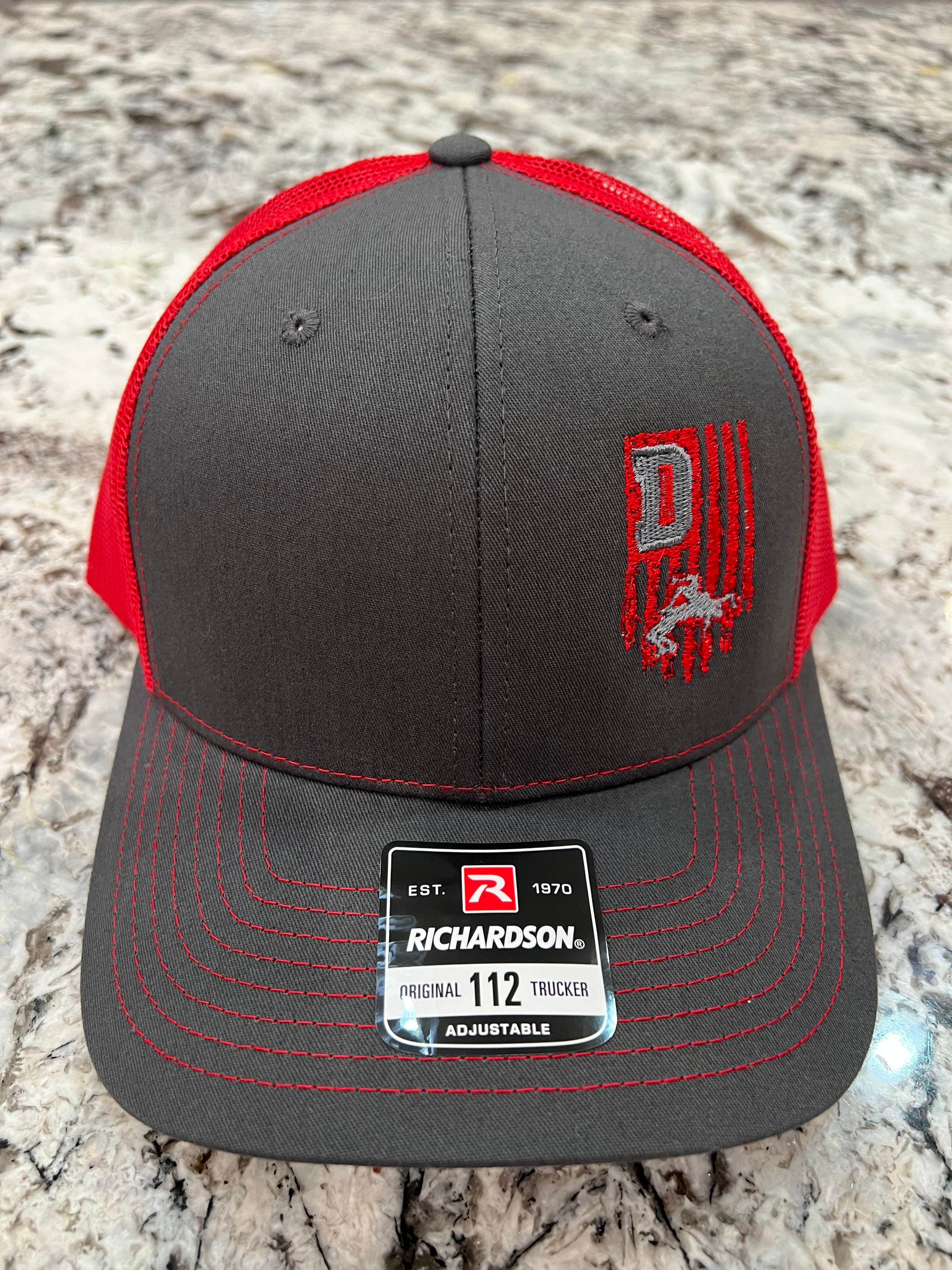 charcoal/red